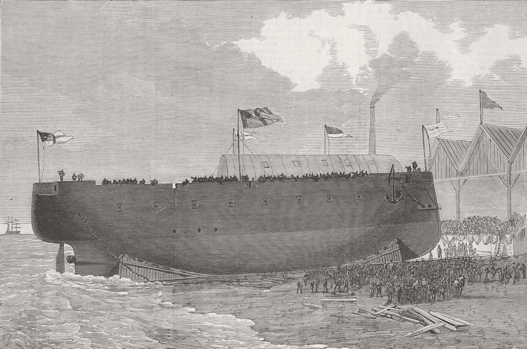 POLAND. Launch. German corvette Sedan, Szczecin 1876 old antique print picture